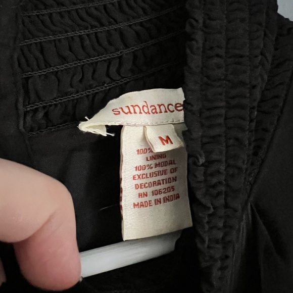 Sundance Size M Fleur Fare Top Black Floral Embroidered Sheer Shirt Blouse - Picture 5 of 5